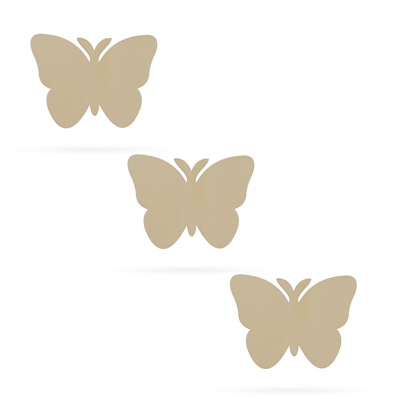 3 Butterflies Unfinished Wooden Shapes Craft Cutouts DIY Unpainted 3D Plaques 4 Inches